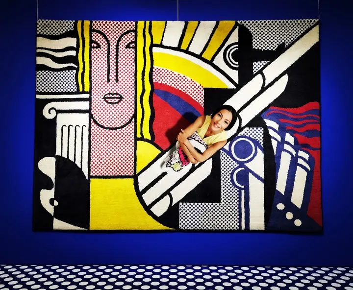 Roy Lichtenstein - Modern Tapestry, tappeto annodato a mano, 1968 — #SelfieadArte di Clelia Patella